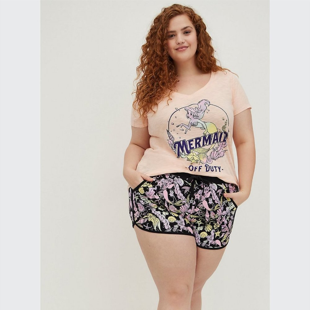 Torrid Disney The Little Mermaid Sleep Short - Ariel Shells Black - Picture 4 of 5